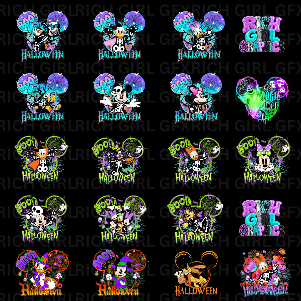 BOO CREW Halloween PNG Bundle | 18 Spooky Cartoon-Inspired Designs | Digital Download