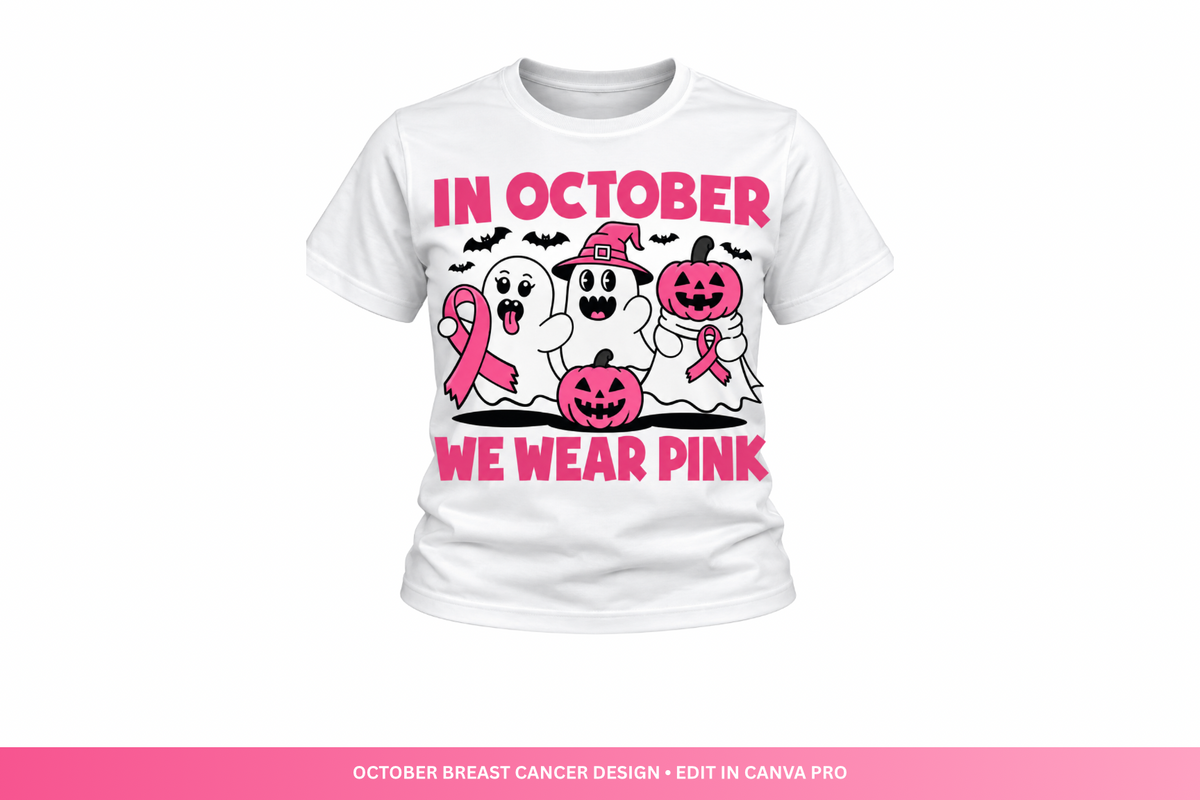 In October We Wear Pink PNG | Breast Cancer Awareness Halloween Design ...